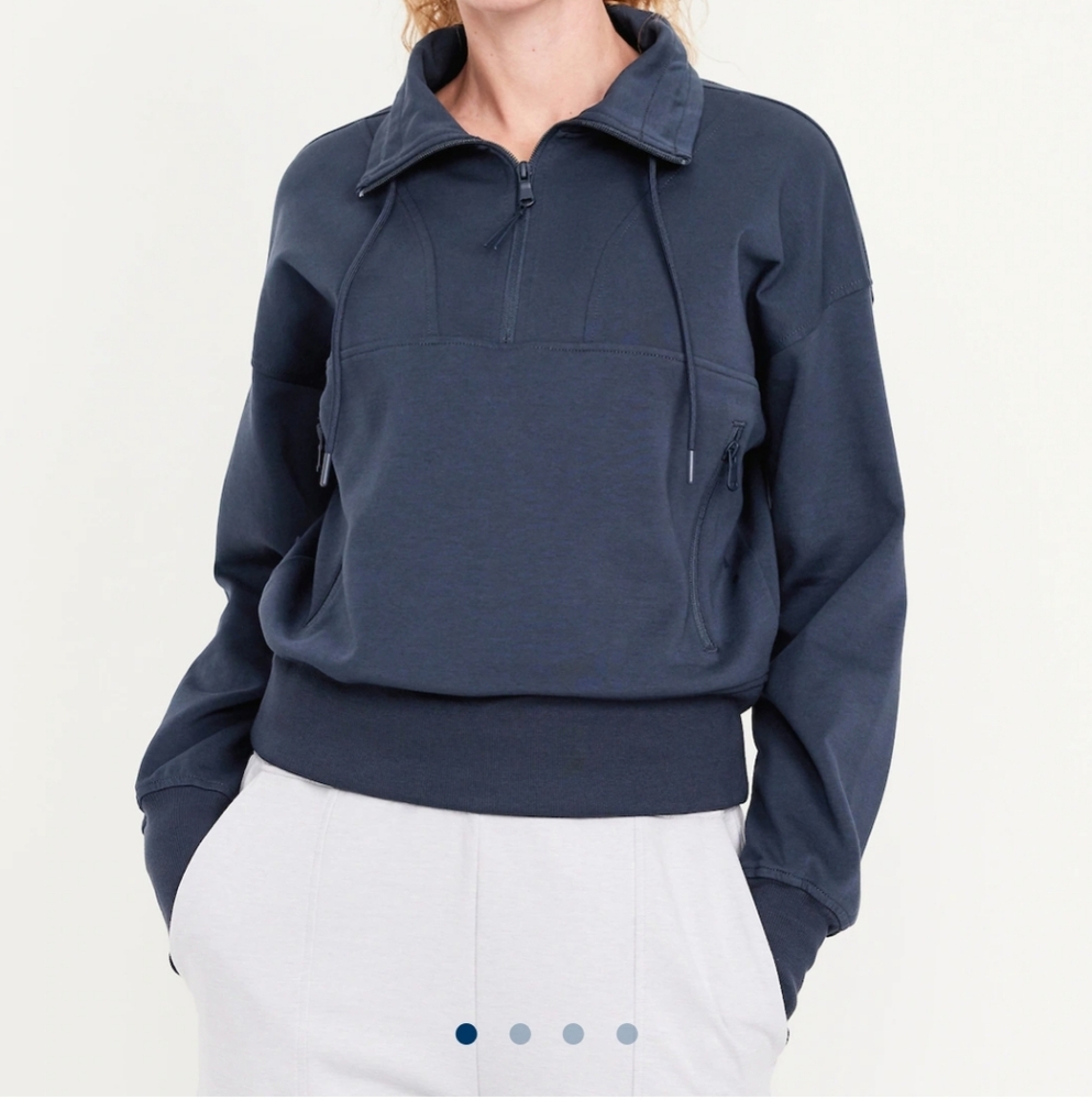 Old Navy Blue Dynamic Fleece Jogger Pant And Quarter Zip Crop Pullover Xs Petite